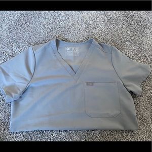 Light gray figs scrub top
